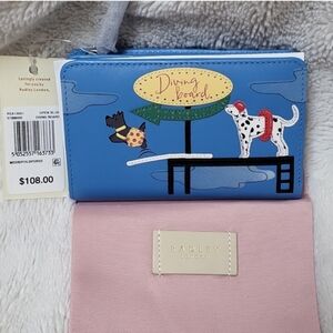 RADLEY LONDON Blue Leather Diving Board With Dogs Bifold Wallet! NWT!
